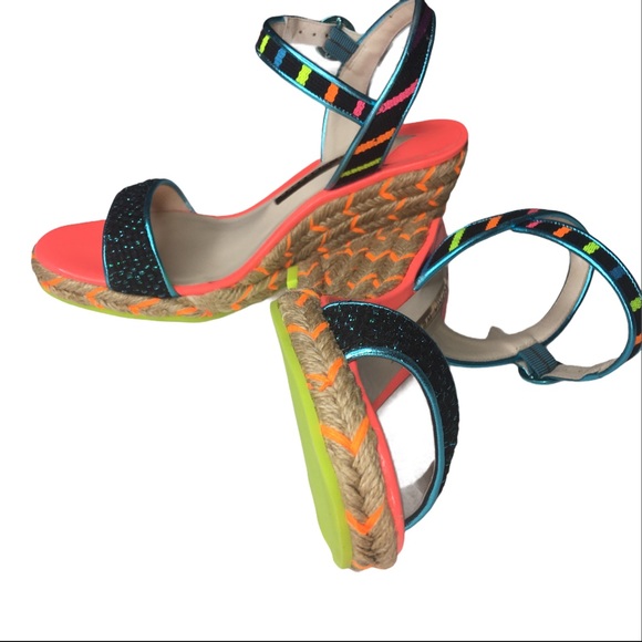 Sophia Webster Multicolor Neon Espadrille Wedges - Picture 6 of 11